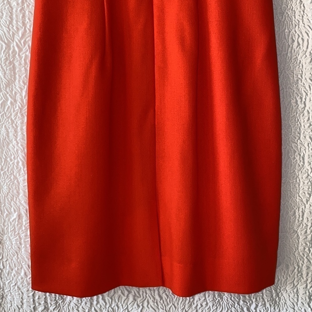 J. Crew Coral Cap Sleeve Sheath Pleated Detail Midi Dress - Picture 7 of 13